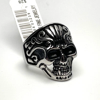 Anillo grande de motociclista de acero inoxidable calavera joyería fina brillante nuevo con etiquetas - talla 12 Foto 1 de 4