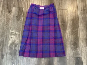 Vintage Pendleton lila rosa kariert reine Schurwolle Karriere Midirock Gr 8 - Bild 1 von 8
