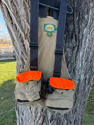 CABELA'S shooting strap VEST Upland Bird Hunting Game Bag Tan Orange L - Image 1 of 4