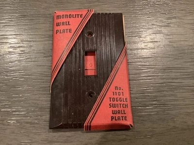 Interruptor de palanca eléctrico monolita baquelita vintage años 40 placa de pared acanalada marrón Foto 1 de 2