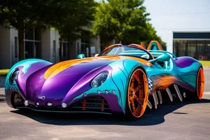 Rainbow Color Sports Car Poster A3 size 29.7x42cm Semi-Gloss poster only - Picture 1 of 1