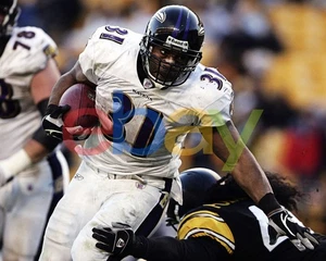 Jamal Lewis Running Action Baltimore Ravens 8x10 NFL Football Photo - Picture 1 of 1