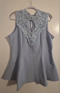 Janette Bluse Übergröße Spitze blau Größe 2X - Bild 1 von 3
