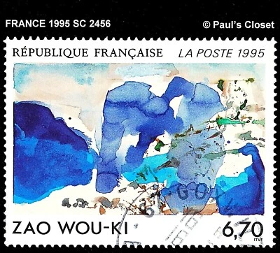 FRANCE 1995 SC 2456 ABSTRACT BY ZAO WOU-KI 6,70f USED NO GUM F/VFINE  - Image 1 of 2
