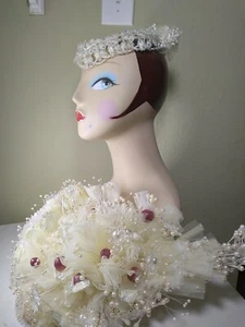 Antique Art Deco Glass Wedding Bouquet and Crown with Glass Hearts Princess💕 - Picture 1 of 12