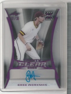 2020 Leaf Trinity Clear Autographs Pink #CAGW1 Gage Workman 10/30 - Picture 1 of 1