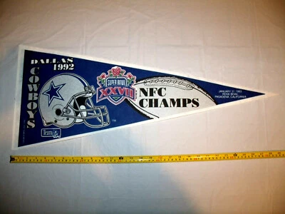 Dallas Cowboys 1993 Super Bowl XXVII Full Size Pennant 1992 NFC Champs EXC - Image 1 of 3