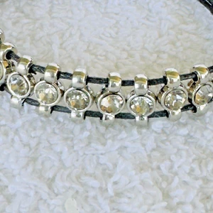Versona Braided Pull Through Black Bracelet With Rhinestones Clear New Goth - Picture 1 of 8