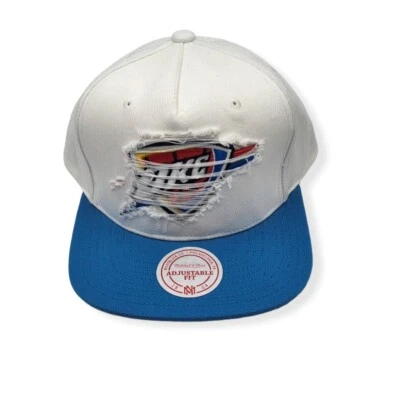 Mitchell & Ness Oklahoma City Thunder Blasted White Adjustable Snapback Hat Cap - Image 1 of 4