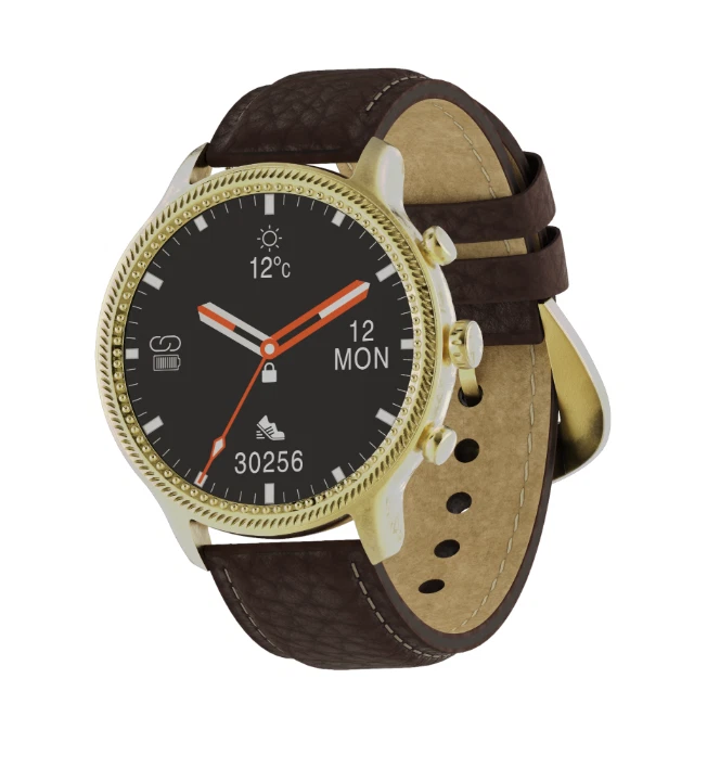 Wrangler Men's WRZ20L-245PB Smart Watch Gold Tone with Brown Pebble Grain -