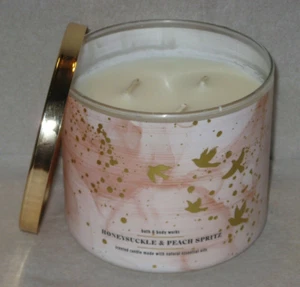 Bath & Body Works 3 Wick Scented Candle HONEYSUCKLE & PEACH SPRITZ 14.5 oz - Picture 1 of 3