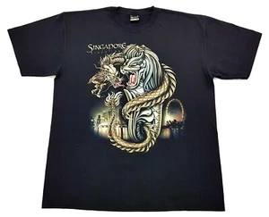 Vintage Singapore Dragon Glow In The Dark Tee Black Size XL Mens T Shirt GID - Picture 1 of 10