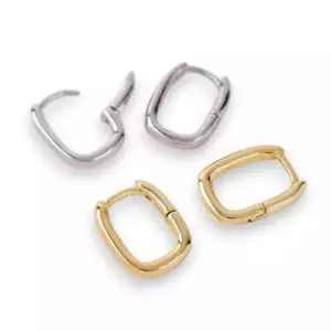 Ovale Huggie Creolen-Kleine Leichte Ohrringe für Damen-Gold & Silber Creolen - Bild 1 von 5