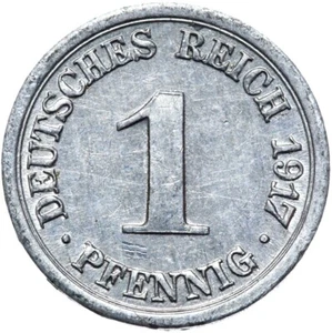 German Reich-Empire-J. 300 coin-1 Pfennig 1917 G-condition! - Picture 1 of 2