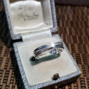 925 Sterling Silver Ring, Natural Diamond Band, Size K.5 US 5.5, Hot Diamonds - Picture 1 of 8