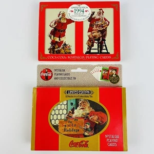 Vintage 1994 & 1998 Coca-Cola Santa Claus Nostalgie Playing Cards - Sealed Decks - Bild 1 von 8