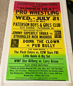 Vintage 1990's Local Wrestling Poster Jimmy "Super Fly" Snuka, Doink The Clown