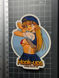 Hook-Ups Sticker Decal – Winking Anime Girl in Uniform, Retro Pin-Up Art - Picture 1 of 1
