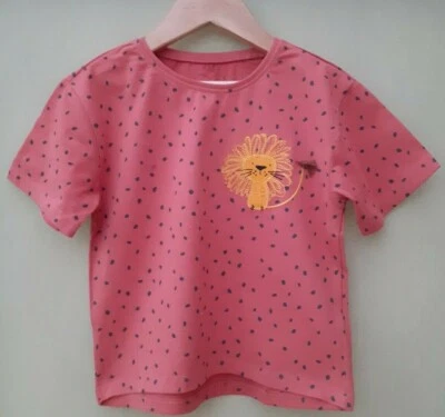 NEXT GIRLS APPLIQUE SPOTTY PRINT APPLIQUE LION BOXY T-SHIRT NEW (ref 617)