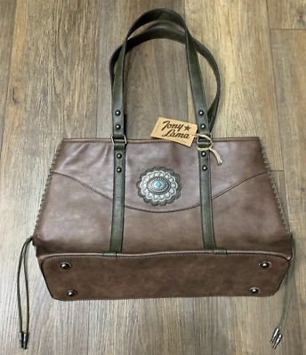 Bolso Cartera Tony Lama Oculto de Cuero Western Boho Chic Concho Turquesa Foto 1 de 4
