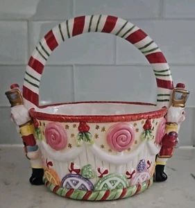 Vintage FITZ AND FLOYD Nutcracker Sweets Basket. ceramic, porcelain. 7.5” tall. - Picture 1 of 5