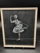 G 385) Zeichnung tanzende Frau, hinter Glas