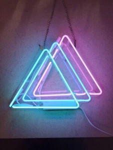 Drei Dreiecke Dreieck Acryl 14"x10" Neonlicht Schild Lampe Echtglas Display - Bild 1 von 4