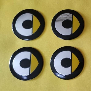 4 ADESIVI COPRIMOZZO CERCHI COMPATIBILI SMART 56MM SET 4 PZ GIALLO YELLOW - Foto 1 di 1