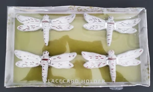 Dragonfly Placecard Holder Set of 4 Giardino Glazed Terra Cotta NIB - Picture 1 of 6