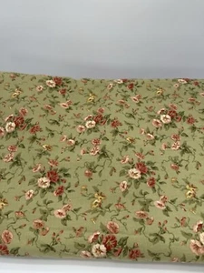 Extra Wide Drapery Upholstery Fabric Green Pink Flowers Cottage 106x5 Yards - Picture 1 of 5