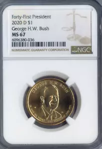 2020-D George H.W. Bush Dollar NGC MS67 Business Auction - Picture 1 of 2