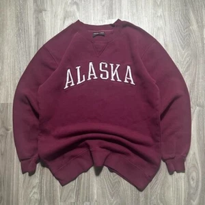 Medium Vintage Burgunderrot Alaska Rundhalsausschnitt Sweatshirt - Bild 1 von 4