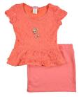 Dream Girl Girls S/S Coral Lace Peplum Chemise 2 pièces Set Jupes Taille 4 5/6 6X