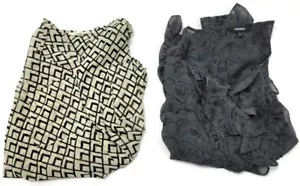 Express Inez Womens Top Black Beige Shear Dress Long Sleeve Sleeveless Med X2 - Picture 1 of 22