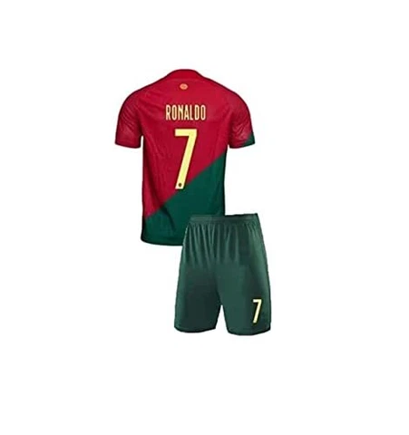 Youth Soccer Fan Ronaldo Jersey Portugal No 7 Sports Jersey Shirt Free Shorts Cover