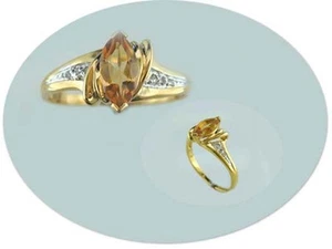 18KT GOLD ÜBER STERLINGSILBER CITRIN & DIAMANT RING - 6 - Bild 1 von 1