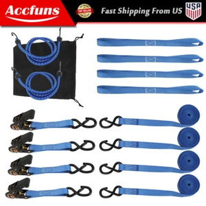 Ratchet Tie Down Straps 4 PK 15 FT-2,200 LB Break Strength - Safety lock S Hooks - Foto 1 di 11