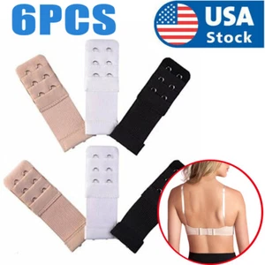 Set of 6 Bra Extender 2 Hooks with elastic 6 pieces Extensions - Picture 1 of 6