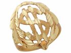 10k or 14k Yellow Gold Money Dollar Sign with Wreath Frame Ring Jewelry