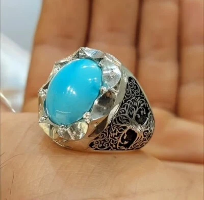 Anillo Feroza Original Joyería Plata Y Turquesa Anillos Plata Esterlina 925 Foto 1 de 2