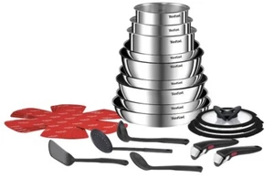 JUEGO DE OLLAS TEFAL INGENIO EMOTION 22 PIEZAS, OLLAS, SARTENES, TAPAS DE VIDRIO, EMPUÑADURAS NUEVO - Imagen 1 de 11