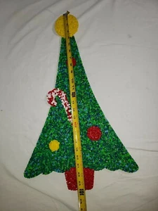 Vintage Melted Plastic Popcorn Christmas Tree Decoration Candy Cane 24" Tall - Picture 1 of 5