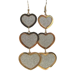 Orecchini lunghi tono ORO con glitter CUORE - Imagen 1 de 1