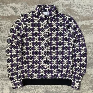 Vintage Fred Perry 70’s Style Geometric Print Button Up Blouse Shirt UK12 Mod - Picture 1 of 9