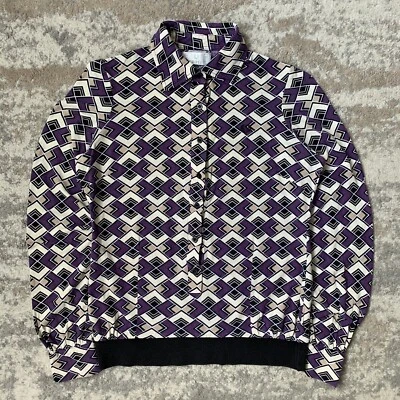 Blusa para mujer Fred Perry vintage UK10 estilo años 70’s estampado geométrico abotonable mod Foto 1 de 4