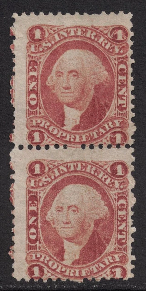 Scott R3c- Unused, no gum Pair - 1c Proprietary- First Issue, Internal Revenue - Image 1 of 2