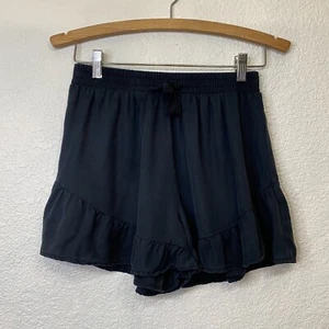 Art Class Girls Black Lettuce Ruffle Boho Drawstring Shorts Stretchy Size 14/16 - Picture 1 of 6