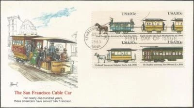 Scott 2059-62 FDC - 20 cent - 1983 - San Francisco Cable Car - FDOI - Very Fine - Image 1 of 2