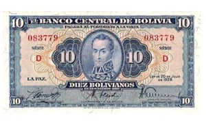 BOLIVIEN 10 BOLIVIANOS 1928 ABNC Serie-D P-130 CU $Ppd-USA - Bild 1 von 2