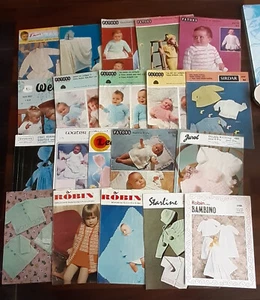 Job Lot 20 Baby & Toddler Retro Knitting Patterns Cardigans, Sweaters, Shawls ++ - Picture 1 of 6